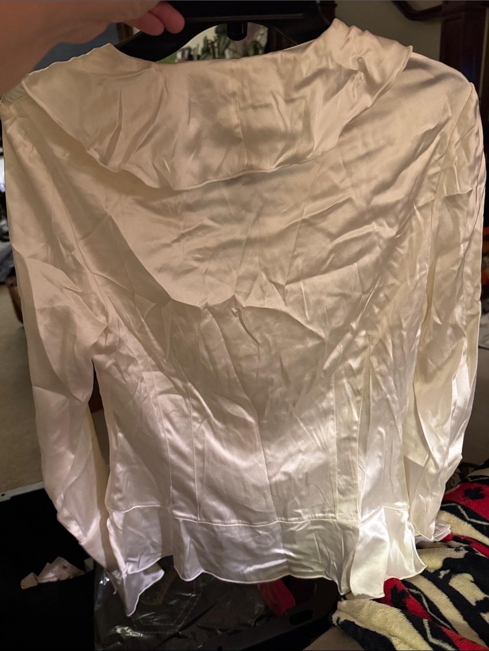 Cache White Silk Ruffle-Front Blouse - Picture 4 of 5